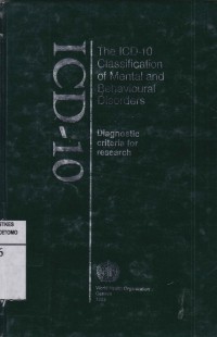 The ICD-10 Classification of Mental and Behavioural Disorders : Diagnostic Criteria for Research