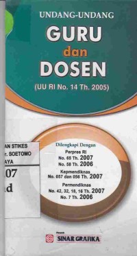 Undang-Undang Guru dan Dosen (UU RI No. 14 Th. 2005)