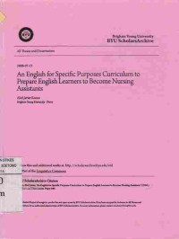 An english for Specific Purposes Curriculum to Prepare English Learners to Become Nursing Assistants